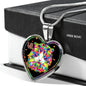 Colorful Cat Print Heart Charm Necklaces