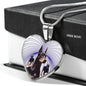 Amazing Doberman Pinscher Print Heart Pendant Luxury Necklace