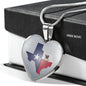Pug Dog Texas Print Heart Pendant Luxury Necklace