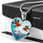 Oranda Fish Print Heart Charm Necklace