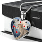 Cute Ocicat Print Heart Pendant Luxury Necklace