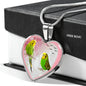 Budgerigar Parrot Print Heart Charm Necklaces