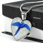 Hyacinth Macaw Parrot Art Print Heart Charm Necklaces