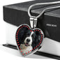 Border Collie Print Heart Charm Necklace