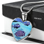 Lovely Afra Cichlid Fish Print Heart Charm Necklace
