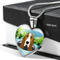 Basset Hound Dog Vector Print Heart Charm Necklaces