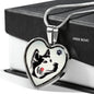 Siberian Husky Dog Art Print Heart Charm Necklaces