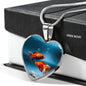 Fantail Fish Print Heart Charm Necklace