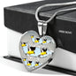 American Goldfinch Bird Print Heart Charm Necklaces