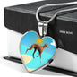 Azawakh Dog Print Heart Pendant Luxury Necklace