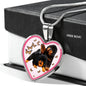 Tibetan Mastiff Dog Print Heart Pendant Luxury Necklace