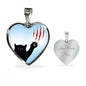 Cat Print Heart Pendant Luxury Necklace