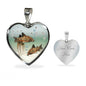 Corydoras Paleatus Fish Print Heart Charm Necklaces