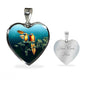 Lovely Parrot Print Heart Charm Necklaces