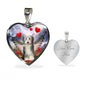 Bearded Collie With Wing Print Heart Pendant Luxury Necklace