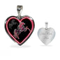 Horse Pink Art Print Heart Charm Necklaces