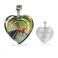 Rhodesian Ridgeback Dog Print Heart Pendant Luxury Necklace