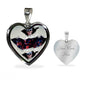 American Flag Skull Print Heart Charm Necklaces