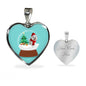 Maltese Dog Print Heart Pendant Christmas Special Luxury Necklace