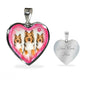 Rough Collie Dog Print Heart Charm Necklaces