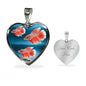 Siamese Fighting Fish Print Heart Charm Necklace