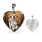 Dalmatian Dog Print Heart Pendant Luxury Necklace