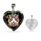 Colorful Cat Print Heart Charm Necklaces