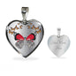 Butterfly Print Heart Pendant Luxury Necklace
