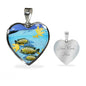 Afra Cichlid Print Heart Charm Necklace
