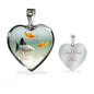 Mollies Fish Print Heart Charm Necklace
