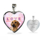 Cute Rhodesian Ridgeback Dog Print Heart Pendant Luxury Necklace