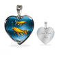 Butterfly Koi Fish Print Heart Charm Steel Bracelet
