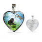Barbet Dog Print Heart Pendant Luxury Necklace