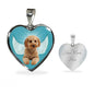 Cavapoo Dog Print Heart Pendant Luxury Necklace