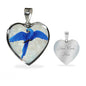 Hyacinth Macaw Parrot Art Print Heart Charm Necklaces