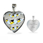 American Goldfinch Bird Print Heart Charm Necklaces