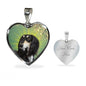 Saluki Dog Print Heart Pendant Luxury Necklace