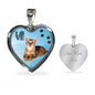 Toyger Cat Print Heart Charm Necklaces