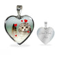 Scottish Fold Print Heart Pendant Luxury Necklace