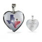 Pug Dog Texas Print Heart Pendant Luxury Necklace