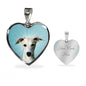 Whippet Dog Print Heart Pendant Luxury Necklace