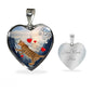 California Spangled Cat Print Heart Pendant Luxury Necklace