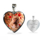 Bordeaux Mastiff Print Heart Pendant Luxury Necklace