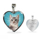 Egyptian Mau Cat Print Heart Pendant Luxury Necklace