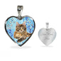 Cute Maine Coon Print Heart Pendant Luxury Necklace