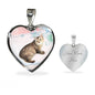 Manx Cat Print Heart Pendant Luxury Necklace