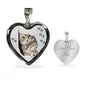 Charming Cat Art Print Heart Charm Necklaces