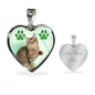 American Bobtail Print Heart Pendant Luxury Necklace