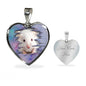 Cute White Hamster Print Heart Charm Necklaces