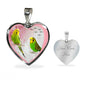 Budgerigar Parrot Print Heart Charm Necklaces